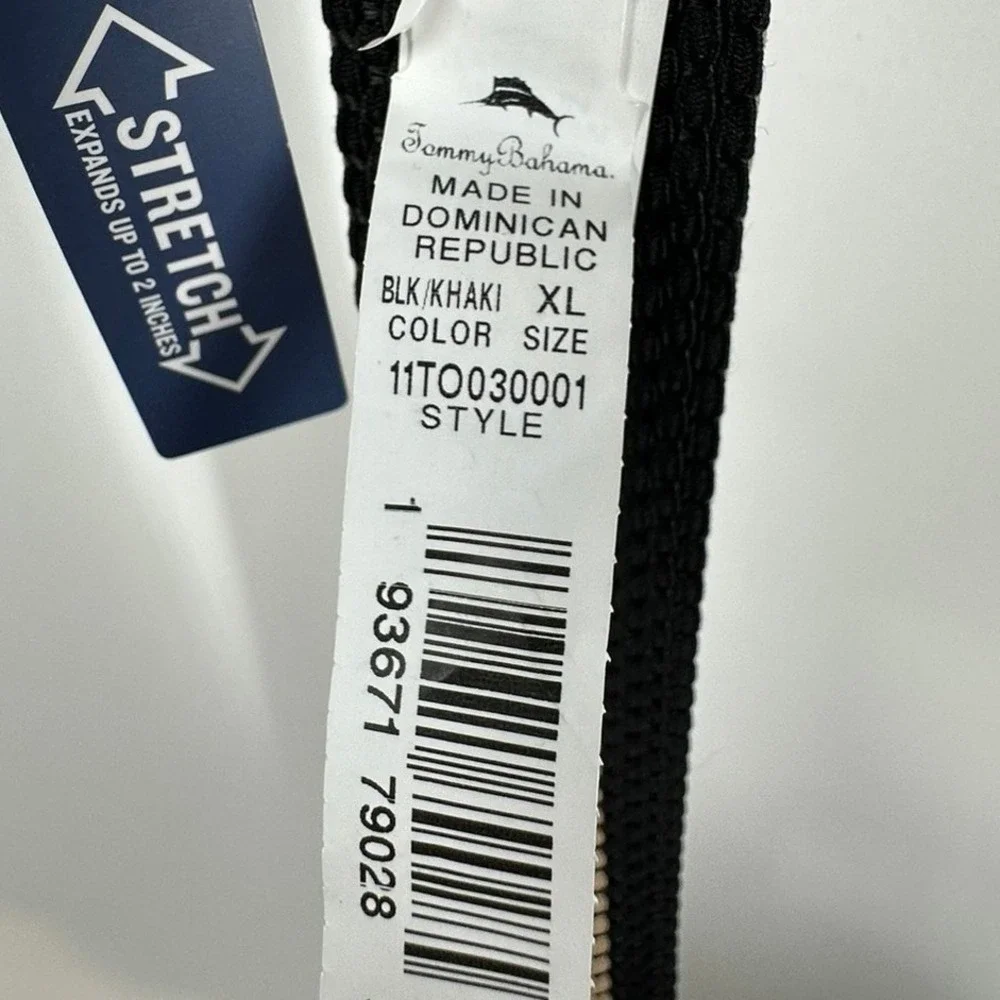 NWT Tommy‎ Bahama Men's XL42-44 Reversible Stretch Cord Belt Black Khaki